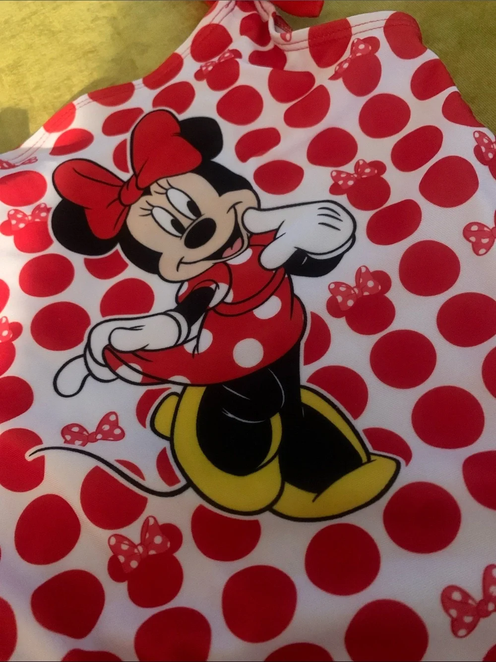 Disney Girls Red & White Minnie Mouse One-Piece Swimsuit with Bow